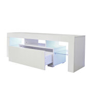 White entertainment TV stand, large tv stand tv base stand with led light tv cabinet by La Spezia additional picture 8