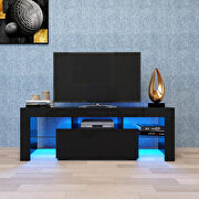 Black TV stand with led rgb lights,flat screen tv cabinet, gaming consoles by La Spezia additional picture 15
