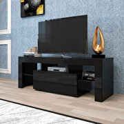 Black TV stand with led rgb lights,flat screen tv cabinet, gaming consoles by La Spezia additional picture 8