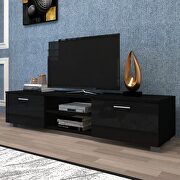 Black TV stand for 70 inch tv stands, media console entertainment center television table by La Spezia additional picture 14