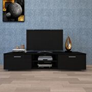 Black TV stand for 70 inch tv stands, media console entertainment center television table by La Spezia additional picture 15