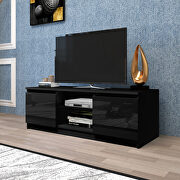 Black TV stand with lights, modern led tv cabinet with storage drawers by La Spezia additional picture 2