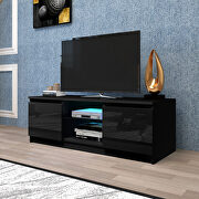 Black TV stand with lights, modern led tv cabinet with storage drawers by La Spezia additional picture 13
