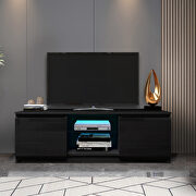 Black TV stand with lights, modern led tv cabinet with storage drawers by La Spezia additional picture 19