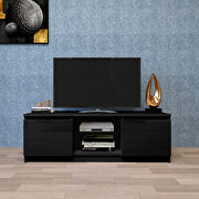 Black TV stand with lights, modern led tv cabinet with storage drawers by La Spezia additional picture 9