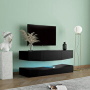 Modern TV stand for 55 inch tv with led lights in black by La Spezia additional picture 11
