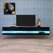 Wall mounted floating 80 TV stand with 20 color leds black by La Spezia additional picture 9