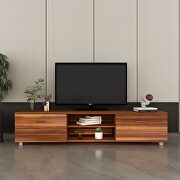Walnut TV stand for 70 inch tv stands, media console entertainment center television table by La Spezia additional picture 3