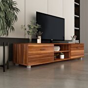 Walnut TV stand for 70 inch tv stands, media console entertainment center television table by La Spezia additional picture 7