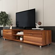 Walnut TV stand for 70 inch tv stands, media console entertainment center television table by La Spezia additional picture 9