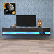 Wall mounted floating 80 TV stand with 20 color leds dark gray by La Spezia additional picture 12