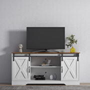 Sliding barn door modern white wood TV stand for tvs up to 65 by La Spezia additional picture 13