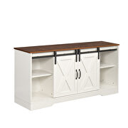 Sliding barn door modern white wood TV stand for tvs up to 65 by La Spezia additional picture 4