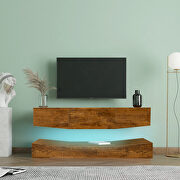 Modern TV stand for 55 inch tv with led lights in walnut by La Spezia additional picture 8