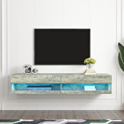 Gray high gloss fronts with matt body wall mounted TV stand with 20 color leds by La Spezia additional picture 4