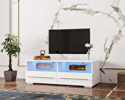 White TV cabinet with dual end color changing led light strip by La Spezia additional picture 11