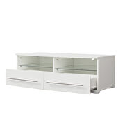 White TV cabinet with dual end color changing led light strip by La Spezia additional picture 4