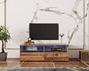 Walnut TV cabinet with dual end color changing led light strip by La Spezia additional picture 12