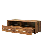 Walnut TV cabinet with dual end color changing led light strip by La Spezia additional picture 4