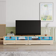 Rustic oak TV cabinet with dual end color changing led light strip by La Spezia additional picture 16