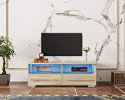 Rustic oak TV cabinet with dual end color changing led light strip by La Spezia additional picture 17