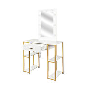 White base and gold metal frame vanity with 9 led lights illuminate makeup mirror by La Spezia additional picture 8