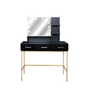 Black base and gold metal frame vanity with 10 led lights illuminate makeup mirror by La Spezia additional picture 2