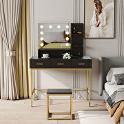 Black base and gold metal frame vanity with 10 led lights illuminate makeup mirror by La Spezia additional picture 3