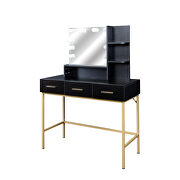 Black base and gold metal frame vanity with 10 led lights illuminate makeup mirror by La Spezia additional picture 4