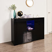 Black high gloss kitchen sideboard cupboard with led light additional photo 2 of 11