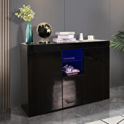 Black high gloss kitchen sideboard cupboard with led light by La Spezia additional picture 12