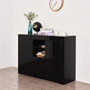 Black high gloss kitchen sideboard cupboard with led light additional photo 3 of 11