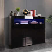 Black high gloss sideboard storage cabinet with led light by La Spezia additional picture 2