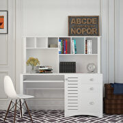 Home office computer desk with hutch antiqued white finish by La Spezia additional picture 9