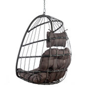 Outdoor wicker rattan swing chair with aluminum frame and dark gray cushion by La Spezia additional picture 3