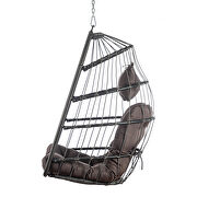 Outdoor wicker rattan swing chair with aluminum frame and dark gray cushion by La Spezia additional picture 6