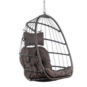 Outdoor wicker rattan swing chair with aluminum frame and dark gray cushion by La Spezia additional picture 7
