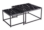 Modern nesting coffee tables set marble black 2pc by La Spezia additional picture 3