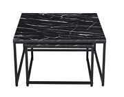 Modern nesting coffee tables set marble black 2pc by La Spezia additional picture 6