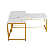 Marble white top modern nesting coffee tables set 2pc by La Spezia additional picture 3