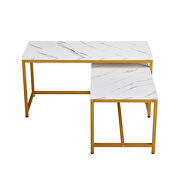 Marble white top modern nesting coffee tables set 2pc by La Spezia additional picture 6