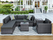 Light brown 6-piece outdoor pe rattan dining and coffee sofa set by La Spezia additional picture 2