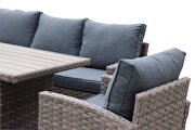Light brown 6-piece outdoor pe rattan dining and coffee sofa set by La Spezia additional picture 19