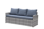 Gray 6-piece outdoor pe rattan dining and coffee sofa set by La Spezia additional picture 3