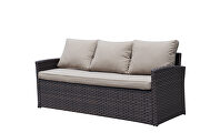 Dark brown 6-piece outdoor pe rattan dining and coffee sofa set by La Spezia additional picture 14