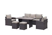 Dark brown 6-piece outdoor pe rattan dining and coffee sofa set by La Spezia additional picture 5