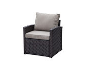 Dark brown 6-piece outdoor pe rattan dining and coffee sofa set by La Spezia additional picture 8