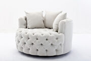 Beige modern swivel accent chair barrel chair for hotel living room additional photo 2 of 10