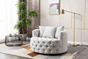 Beige modern swivel accent chair barrel chair for hotel living room by La Spezia additional picture 8