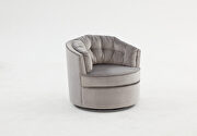 Silver gray velvet modern leisure swivel accent chair by La Spezia additional picture 13